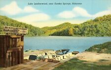 LAKE LEATHERWOOD nr EUREKA Springs, ARKANSAS. No Fishing Below Dam POSTCARD 1940 picture