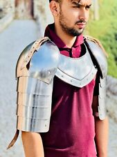 Medieval Larp steel Plate Pair Of Pauldrons With Gorget Shoulder Armor Set picture