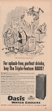 1953 Oasis Water Coolers Vintage Print Ad 1950s For Splash-Free Perfect Drinks picture