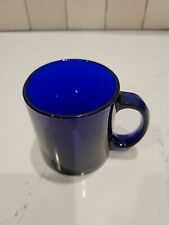 Vintage Libbey Cobalt Blue Glass Coffee Mug Cup 12 oz Made in USA Heavy 3.75”T picture