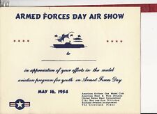 Vintage 1954 Armed Forces Day Air Show Certificate of Appreciation  picture