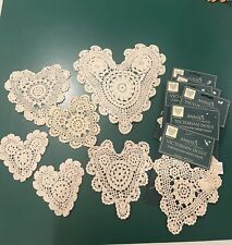 Lot Of 12 Crocheted Heart Valentine Romantic Doilies picture