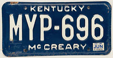 VTG 80s Kentucky License Plate MYP-696 Mc Creary with expired 1985 Tag/Sticker picture