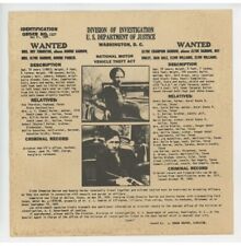 Bonnie and Clyde - Vintage DOI Issued Wanted Notice - U.S. DOJ, Washington, DC picture