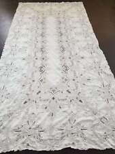 Vintage Long Cream Madeira Embroidered Cutwork Table Cloth 326x160cm picture