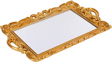 Decorative Tray,Bathroom Tray Vanity Tray Decor, 15.3X9.8 Gold Tray Mirror Tray  picture
