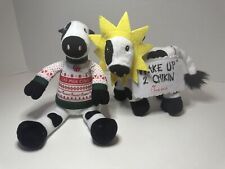 LOT OF TWO Chick-Fil-A Plush Cows Christmas Sweater Sunflower 9’’ Eat Mor Chikin picture
