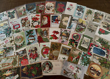 Huge Lot of 62 Antique Christmas~ Xmas Postcards~3 Santa's~in sleeves~h842 picture