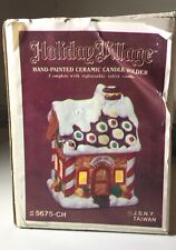 Vintage JNSY Ceramic Holiday  Village Candy House Candle Holder Christmas  picture