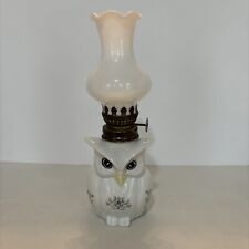 Vintage Hand Painted Porcelain Owl Small Oil Lamp 8” picture
