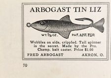 1928 Print Ad Fred Arbogast Tin Liz Fishing Lures Made in Akron,Ohio picture