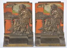 Antique 1925 Pompeian Bronze Knowledge Bookends Set of 2 Art Deco picture