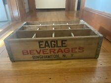 Vintage 1971 Eagle Beverages Wood Soda Pop Crate / Box Binghamton NY picture