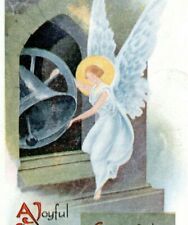 Vintage Christmas Postcard 1916 Angel Ringing Bell Pink of Perfection 6617 OG picture