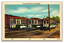 Rochester, NY New York, Typical Rochester Rail Equipment Vintage Linen Postcard  picture
