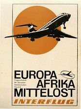 INTERFLUG East German Airlines ~Europe to Africa~ Airline Luggage Label, c. 1955 picture