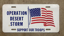 1991 Operation Desert Storm booster license plate USA flag support our troops picture
