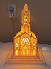 Vintage Raylite Celluloid Church Lights Up No Music Box  Christmas Holiday picture