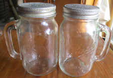 Vintage Rare 1930s Ball Mason Jar Salt & Pepper Shakers Zinc Lids U.S.A. picture