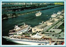 Postcard Cruise Ship Leaving Dodge Island Seaport Miami Beach Florida  [eb] picture