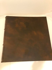 Vintage Brown Leather Memory Book w/Fleur-de-lis with Map Holder Florence Italy  picture