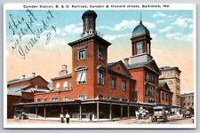 Baltimore Maryland~Downtown Camden Station~B&O Railroad~1920s Postcard picture