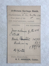 A2444 Postcard postal card Jefferson Savings Bank Shepherdstown WV West Virginia picture