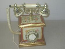 Vintage French Style Vintage Rotary Desk Telephone Phone Brass-Wood UNTESTED picture