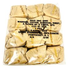 12 pc US Army Medical 6510-204-2000 Surgical Sheet Wadding Cotton 5in x 6yd 1959 picture