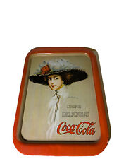 SUPER VINTAGE 1971 Original Collectable Coca Cola Drink Delicious Tray  Lady Hat picture