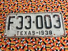 1938  TEXAS  PASSENGER  LICENSE  PLATE  F33003 picture