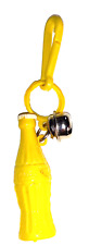 Vintage 1980s Plastic Charm Yellow Soda Pop Cola Bottle Necklace Clip On Retro picture