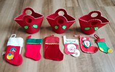 Lot Of Christmas Mini Stockings and Mini Felt Gift Bags Various Sizes Designs picture