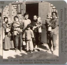 CHINA, A Free Milk Station in Peiping, By an American Mission--Stereoview PR29 picture