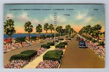 Clearwater FL-Florida, Clearwater's Flowered Causeway, c1940 Vintage Postcard picture