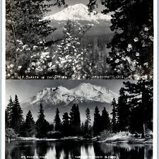 x2 LOT c1950s Siskiyou County CA RPPC Mount Shasta Spring Photos JH Eastman A165 picture