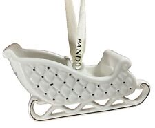 2014 PANDORA CHRISTMAS SLEIGH ORNAMENT W/ JEWELRY POUCH - Porcelain Holiday -NOB picture