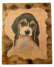 Vintage Beagle Decoupage Picture Wooden Plaque 