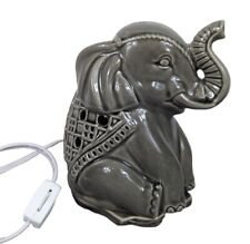 Small Ceramic Gray ELEPHANT Accent Desk Lamp Nightlight Fairy Light Works Great picture