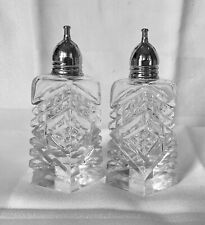Fancy Glass With Silver Lids Salt and Pepper Shakers VINTAGE S&P picture