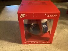 Nike Package Gift Ornament Newborn Booties Blue & White W/ silver Nike Logo New picture