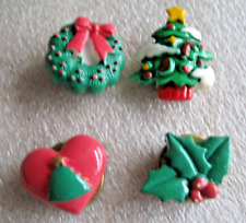 4 Vintage Button Covers Holiday Christmas picture