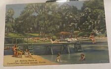 RAINBOW SPRINGS FLORIDA 1940s Dock Diving Board   LINEN POSTCARD Bathing Beach picture