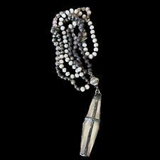 Stunning Hand Soldered Cross Rosary Mala Faceted Beaded Necklace Religious picture