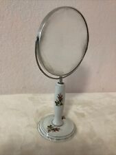 Vintage Ceramic Floral Double Sided Standing Mirror, Magnify Swivel Tilt Vanity picture