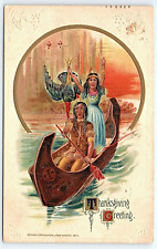 1914 John Winsch Native American Art Nouveau Thanksgiving Greeting Postcard picture