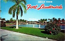 Hello Fort Lauderdale City Canal Florida Fl Vintage Unposted Koppel Postcard picture