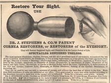 Eyesight Cornea Restorers Dr J Stephens Quack Medicine 1866 Antique Print Ad picture