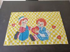 VINTAGE Raggedy Ann & Andy Standard Pillowcase Pair Bobbs-Merrill Co. I Love You picture