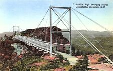 Linville NC Mile High Swinging Bridge Grandfather Mountain Vtg Postcard E31 picture